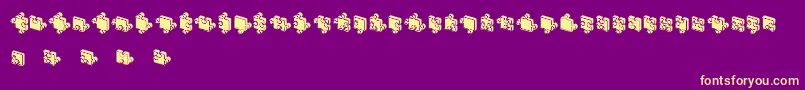 Czcionka JigsawPuzzles3DFilled – żółte czcionki na fioletowym tle