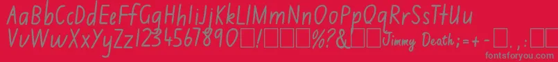 Jimmy Flashcard Font – Gray Fonts on Red Background