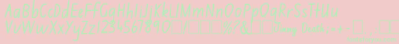 Jimmy Flashcard Font – Green Fonts on Pink Background