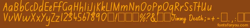 Fonte Jimmy Flashcard – fontes laranjas em um fundo marrom