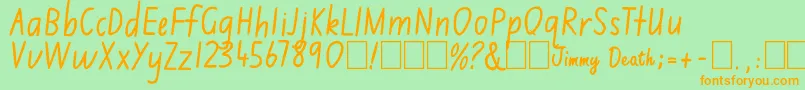 Jimmy Flashcard Font – Orange Fonts on Green Background