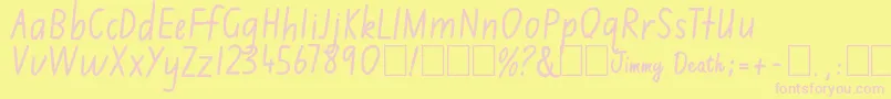 Jimmy Flashcard Font – Pink Fonts on Yellow Background