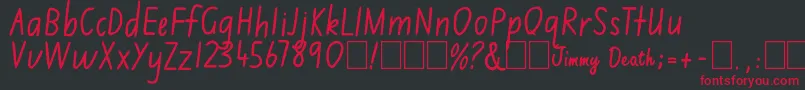 Jimmy Flashcard Font – Red Fonts on Black Background