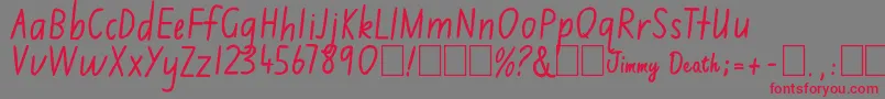 Jimmy Flashcard Font – Red Fonts on Gray Background