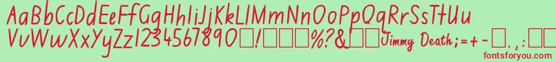 Jimmy Flashcard Font – Red Fonts on Green Background