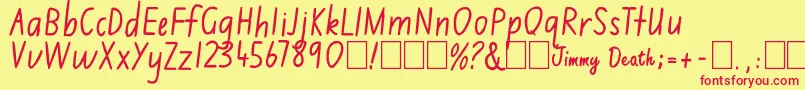 Jimmy Flashcard Font – Red Fonts on Yellow Background
