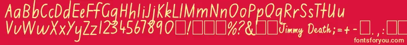 Jimmy Flashcard Font – Yellow Fonts on Red Background