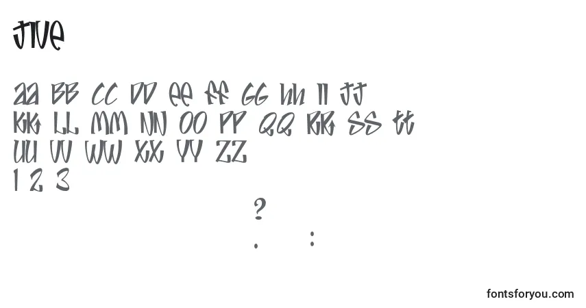 A fonte Jive (130854) – alfabeto, números, caracteres especiais