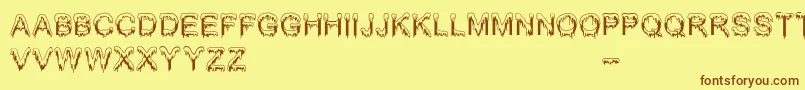 Jizz Mass   BC-Schriftart – Braune Schriften auf gelbem Hintergrund
