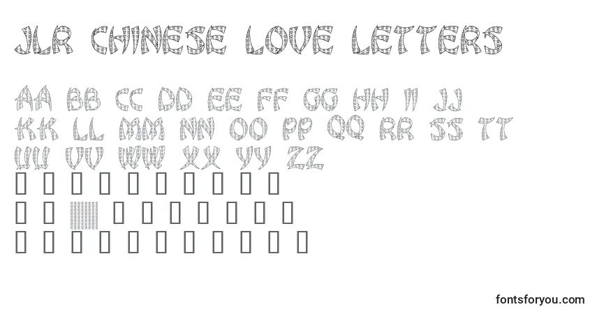 A fonte JLR Chinese Love Letters – alfabeto, números, caracteres especiais