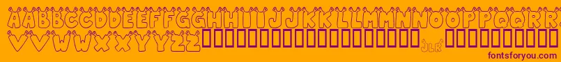 JLR Star Shrek-Schriftart – Violette Schriften auf orangefarbenem Hintergrund