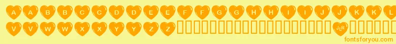 フォントJLRSH    – オレンジの文字が黄色の背景にあります。
