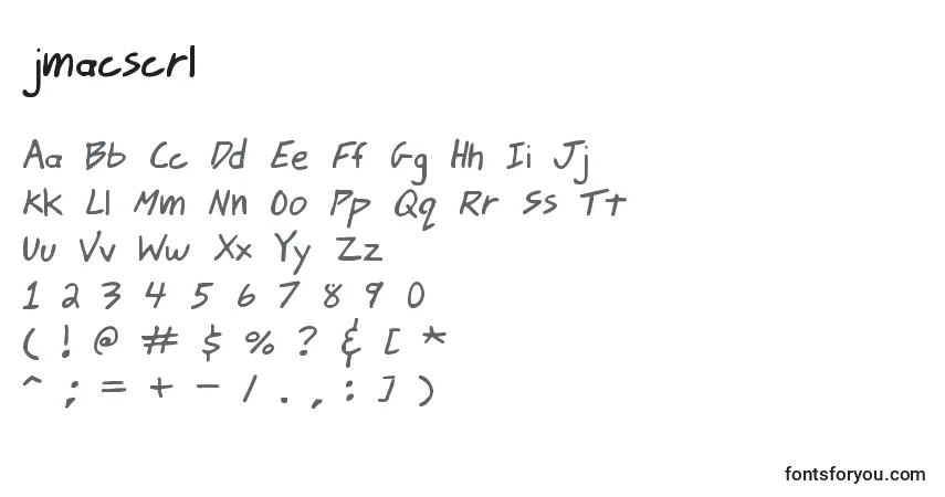 Шрифт Jmacscrl (130859) – алфавит, цифры, специальные символы