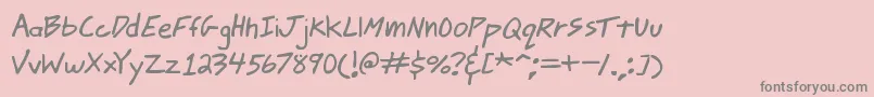 フォントjmacscrl – ピンクの背景に灰色の文字