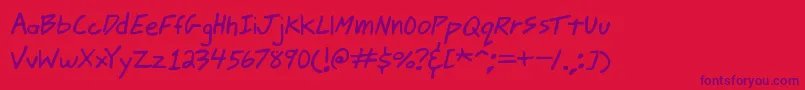 jmacscrl-Schriftart – Violette Schriften auf rotem Hintergrund