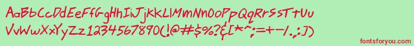 jmacscrl Font – Red Fonts on Green Background