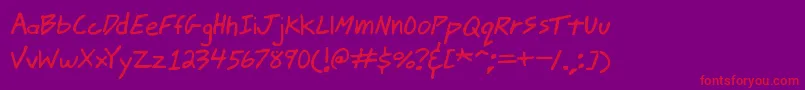 jmacscrl Font – Red Fonts on Purple Background