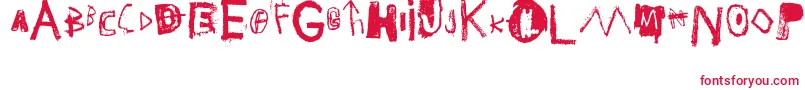 フォントJMB – 白い背景に赤い文字
