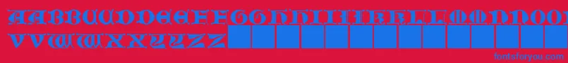 フォントJMH   Moreneta CAPS II – 赤い背景に青い文字