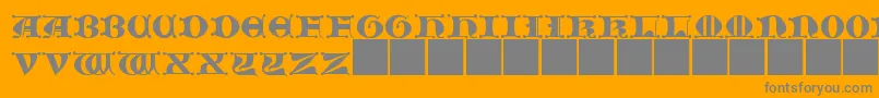 JMH   Moreneta CAPS II-Schriftart – Graue Schriften auf orangefarbenem Hintergrund