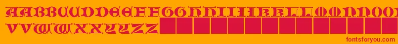 フォントJMH   Moreneta CAPS II – オレンジの背景に赤い文字
