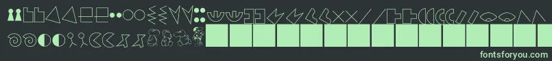JMH Alfabeto Petiso-fontti – vihreät fontit mustalla taustalla