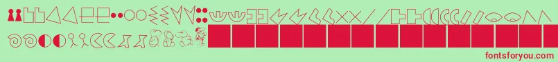 JMH Alfabeto Petiso-fontti – punaiset fontit vihreällä taustalla