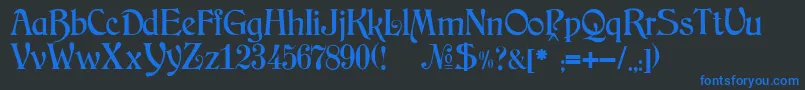 JMH Arkham-Schriftart – Blaue Schriften auf schwarzem Hintergrund