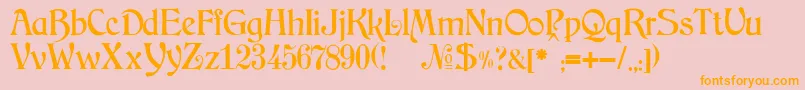 フォントJMH Arkham – オレンジの文字がピンクの背景にあります。