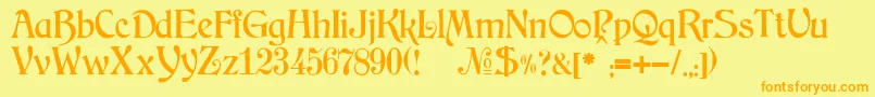 Czcionka JMH Arkham – pomarańczowe czcionki na żółtym tle