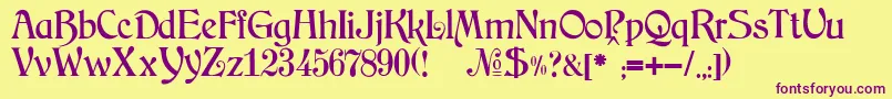 JMH Arkham-Schriftart – Violette Schriften auf gelbem Hintergrund