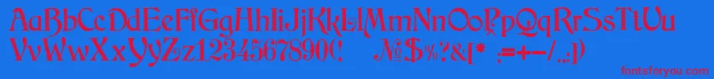 JMH Arkham-Schriftart – Rote Schriften auf blauem Hintergrund