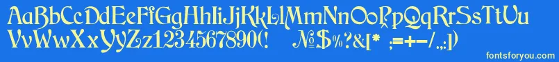 JMH Arkham-Schriftart – Gelbe Schriften auf blauem Hintergrund