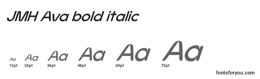 Größen der Schriftart JMH Ava bold italic (130868)