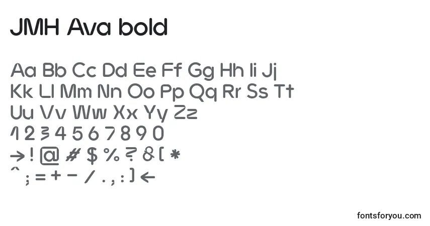 Czcionka JMH Ava bold – alfabet, cyfry, specjalne znaki