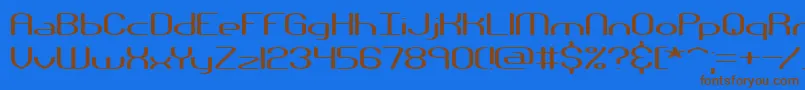 フォントNanosecw – 茶色の文字が青い背景にあります。