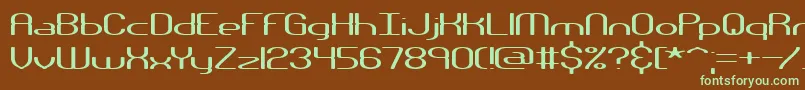 フォントNanosecw – 緑色の文字が茶色の背景にあります。