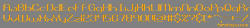 フォントNanosecw – オレンジの文字は灰色の背景にあります。