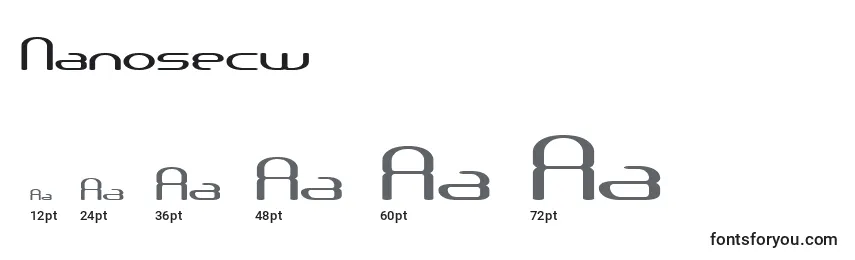 Размеры шрифта Nanosecw