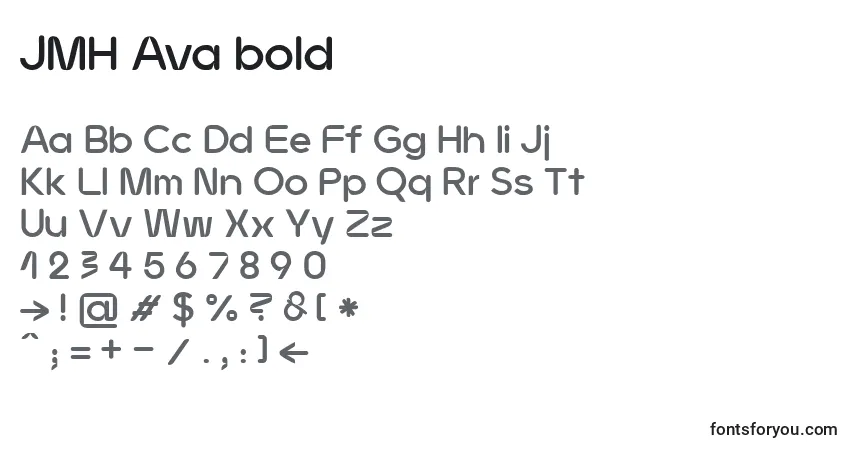 A fonte JMH Ava bold (130870) – alfabeto, números, caracteres especiais