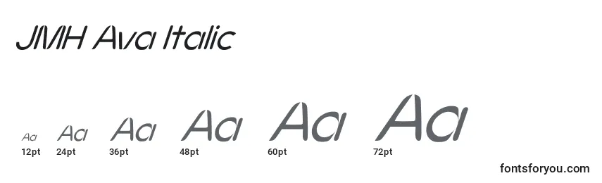 Größen der Schriftart JMH Ava Italic
