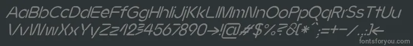 JMH Ava Italic-fontti – harmaat kirjasimet mustalla taustalla