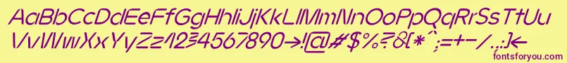 フォントJMH Ava Italic – 紫色のフォント、黄色の背景