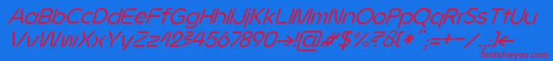 Czcionka JMH Ava Italic – czerwone czcionki na niebieskim tle