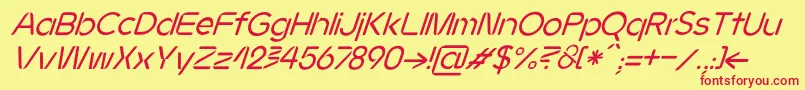 JMH Ava Italic-Schriftart – Rote Schriften auf gelbem Hintergrund