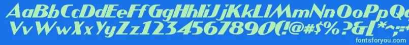 JMH COMICS Italic Font – Green Fonts on Blue Background