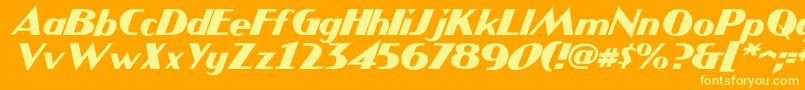 JMH COMICS Italic-Schriftart – Gelbe Schriften auf orangefarbenem Hintergrund