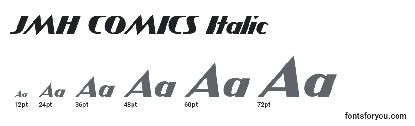 Größen der Schriftart JMH COMICS Italic