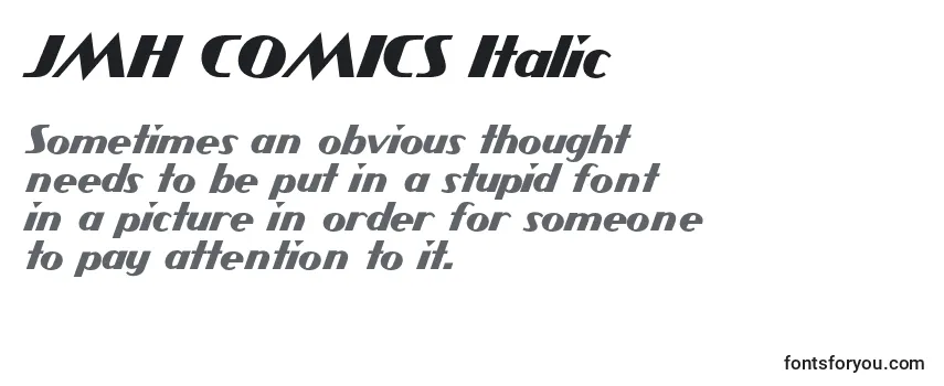 Überblick über die Schriftart JMH COMICS Italic