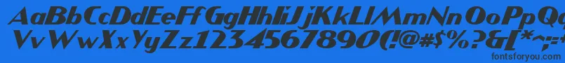 JMH COMICS Italic-Schriftart – Schwarze Schriften auf blauem Hintergrund